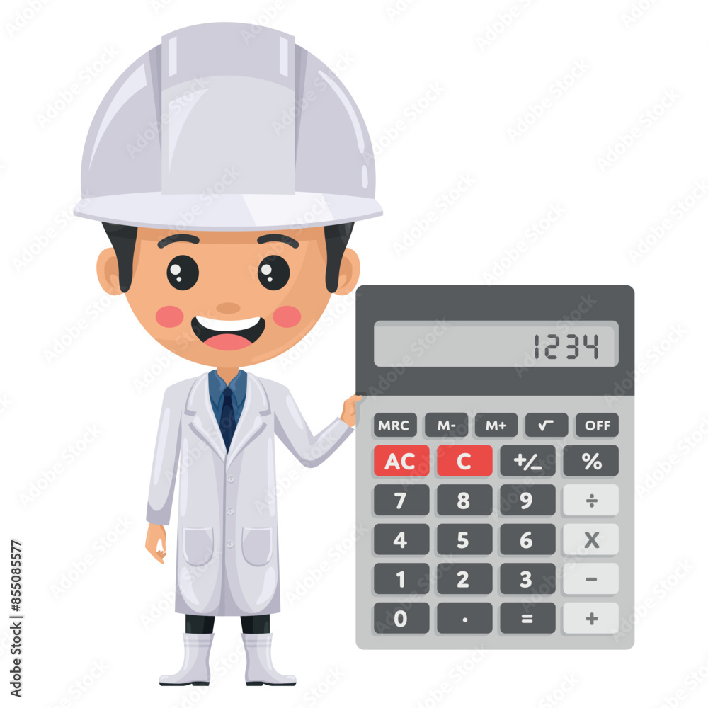 Quality control supervisor with a calculator for financial analysis, accounting and budget calculation. Food industry engineer. Chief food safety. Safety in food production and processing Quality control supervisor with a calculator for financial analysis, accounting and budget calculation. Food industry engineer. Chief food safety. Safety in food production and processing
