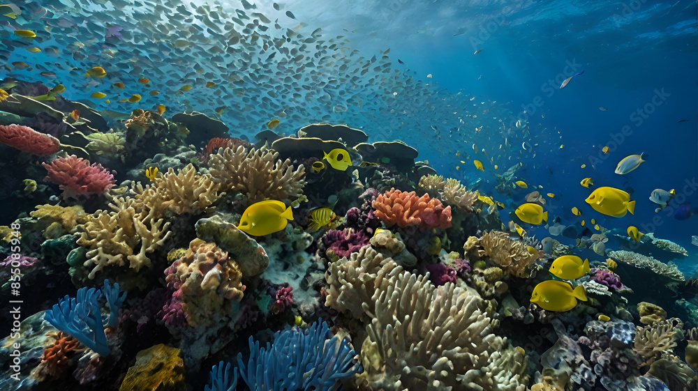 Fototapeta premium coral reef and diver