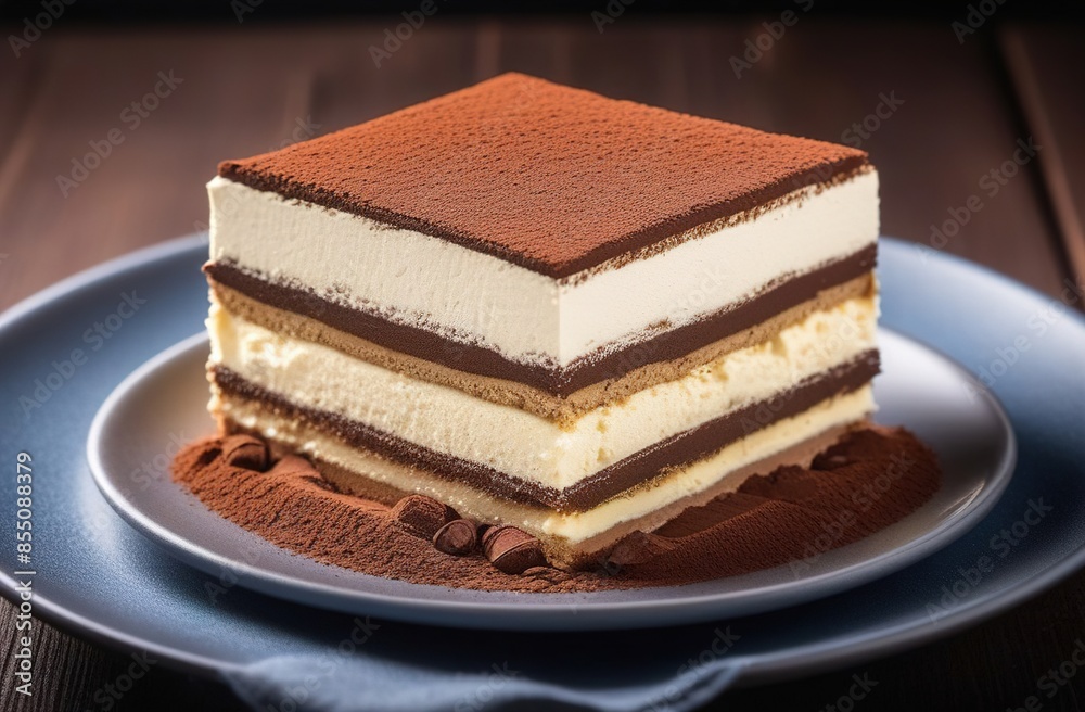 Super creme tasty chocolate cake on a plate, delicious dessert Super creme tasty chocolate cake on a plate, delicious dessert