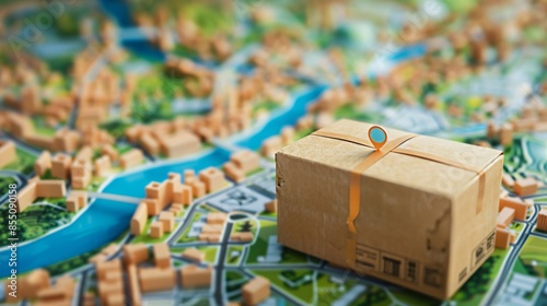 Wallpaper Mural Seamless Delivery: Symbolic Drawing of Package with Tracking Info and Route Map for Efficient Logistics Management Torontodigital.ca