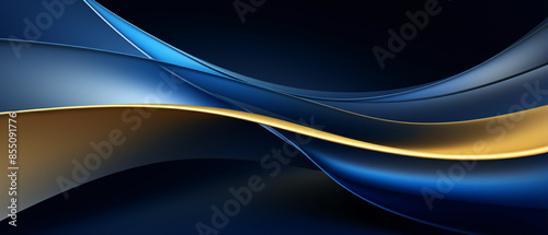 Abstract blue and gold shapes luxury background, elegant design, artistic digital art concept.