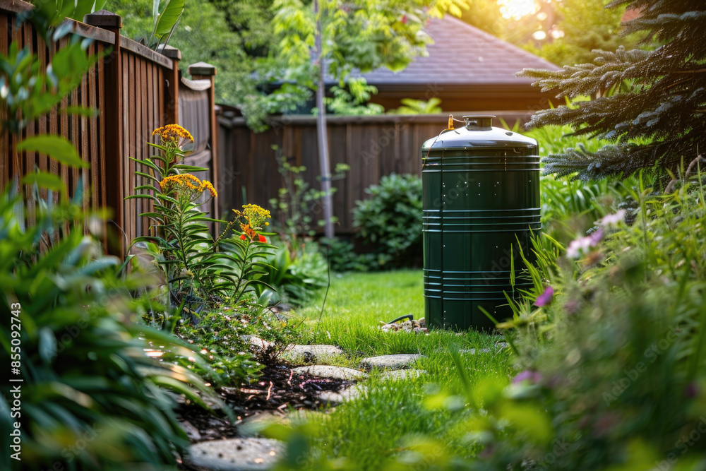 Fototapeta premium Micro sewage wastewater treatment plant in a backyard garden