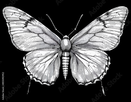 Black and White Butterfly Illustration