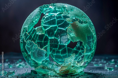 Glass broken world globe