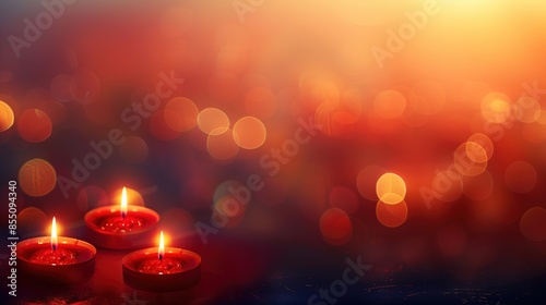 Serene Candlelit Scene with Blurred Lights for Reflective Prayers or Meditations on Love's Essence photo