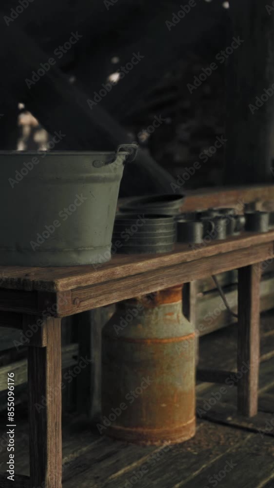 Ancient house interior in dark light Ancient house interior in dark light