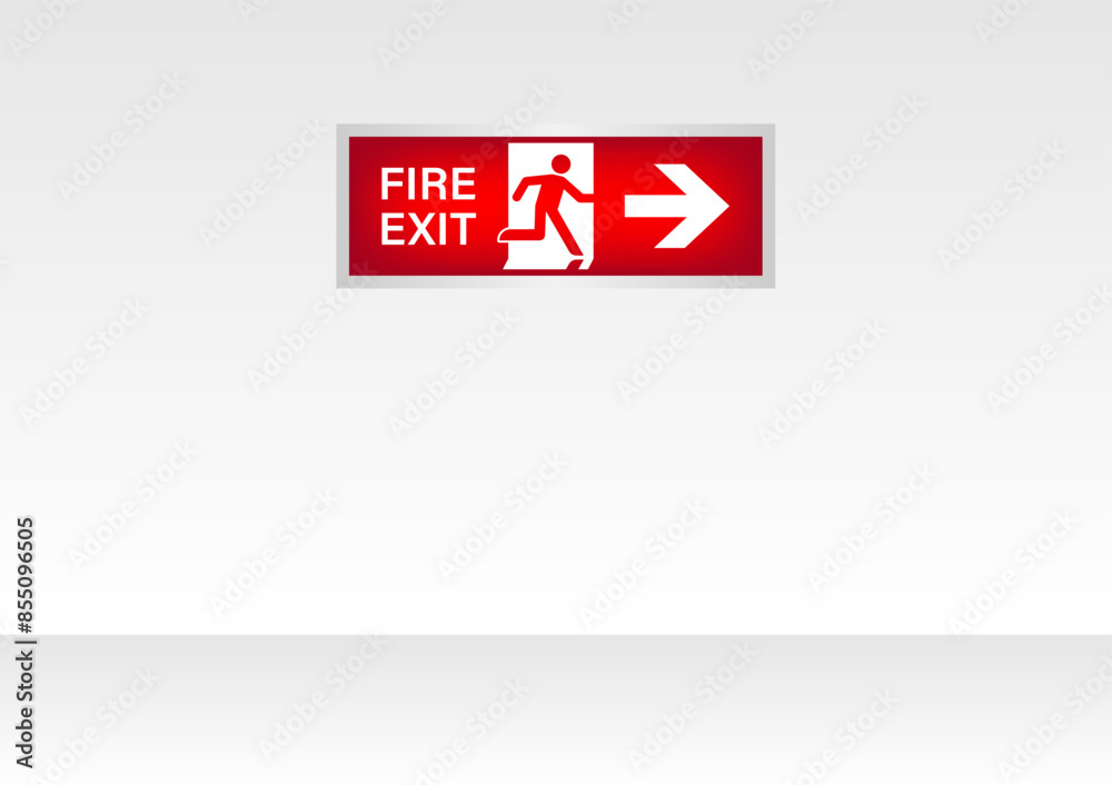 Emergency Fire Exit Sign on Wall. Exit Sign. Fire Exit Sign. Vector Illustration. Emergency Fire Exit Sign on Wall. Exit Sign. Fire Exit Sign. Vector Illustration.