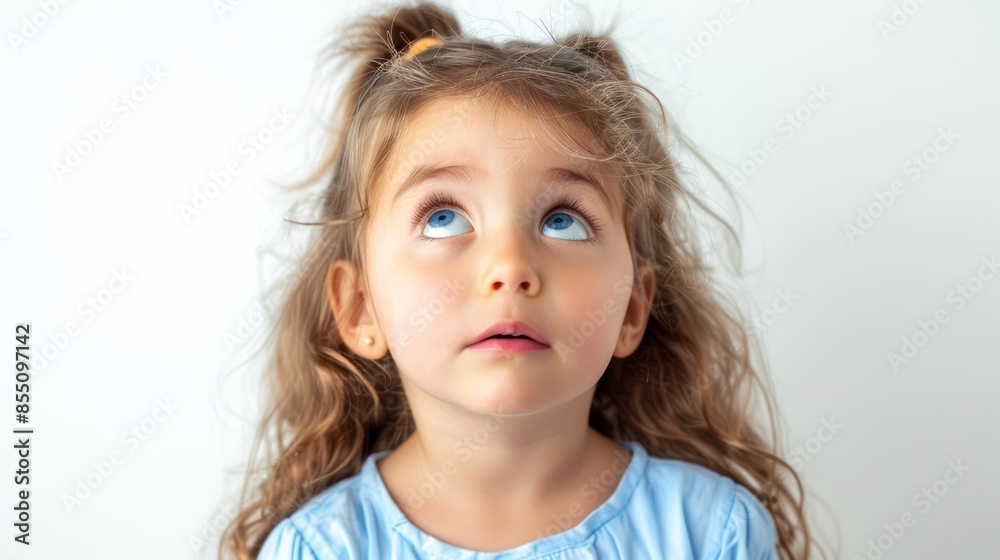 A curious little girl with wide eyes, exploring the world with wonder and awe. isolated white background A curious little girl with wide eyes, exploring the world with wonder and awe. isolated white background