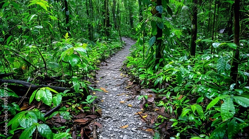 Enchanting jungle trail explore adventure amid towering trees and twisted vines