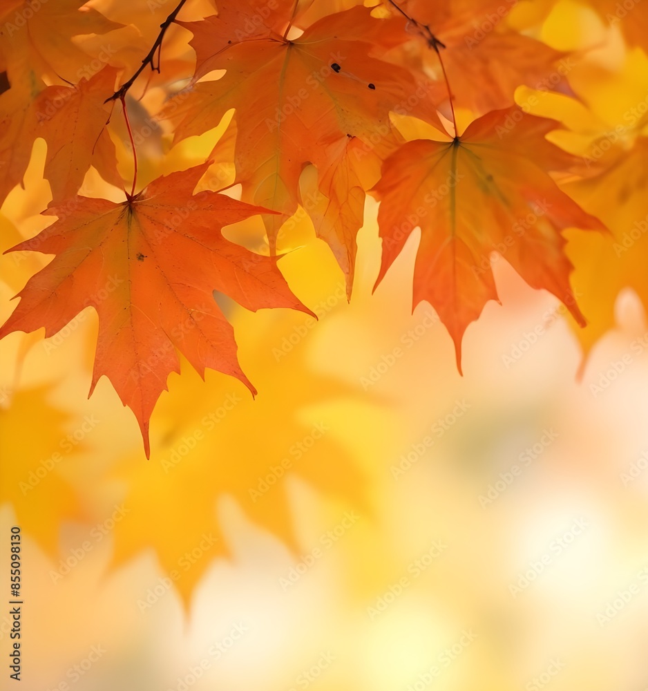 Vibrant orange maple leaves against a blurred background, capturing the beauty of autumn Vibrant orange maple leaves against a blurred background, capturing the beauty of autumn
