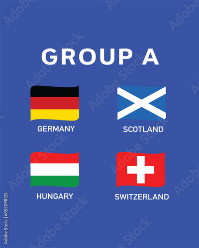 Free Download Group A Flag Ribbon European Nations 2024 Teams Countries European Germany Football Symbol Logo Design Vector Illustration - GFXLoad