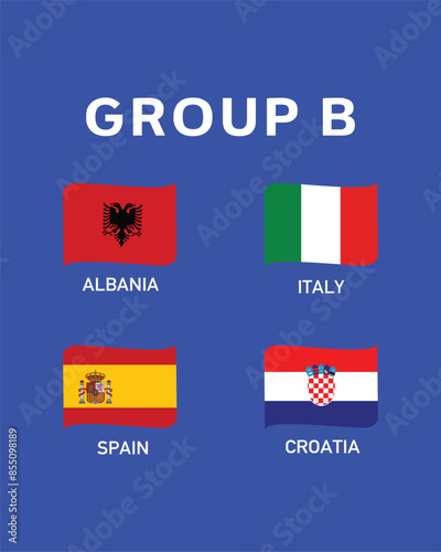 Free Download Group B Flag Ribbon European Nations 2024 Teams Countries European Germany Football Symbol Logo Design Vector Illustration - GFXLoad