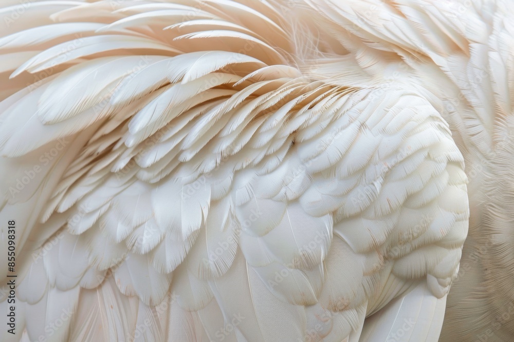 Obraz premium Close-up of white pelican feathers texture in soft light