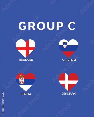 Free Download Group C Flag Heart European Nations 2024 Teams Countries European Germany Football Symbol Logo Design Vector Illustration - GFXLoad
