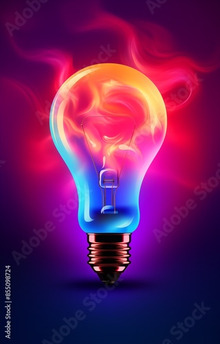 Lightbulb electric energy concept advertising poster. Electrical lamp symbol on bright background. Brainstorm sign. Light bulb creative idea banner. Raster bitmap digital illustration. AI artwork. 