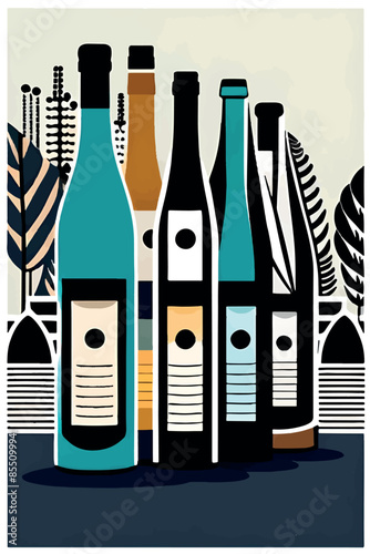 Celebrate the Young Wine Festival with this vibrant poster featuring bottles and glasses of wine set against scenic backgrounds of Georgia and France. Perfect for wine enthusiasts and festival promoti