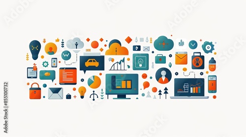 Set of modern flat design people icons of start up, project development, business strategy and analytics, social media, Internet marketing, e-banking, programming, cloud data storage