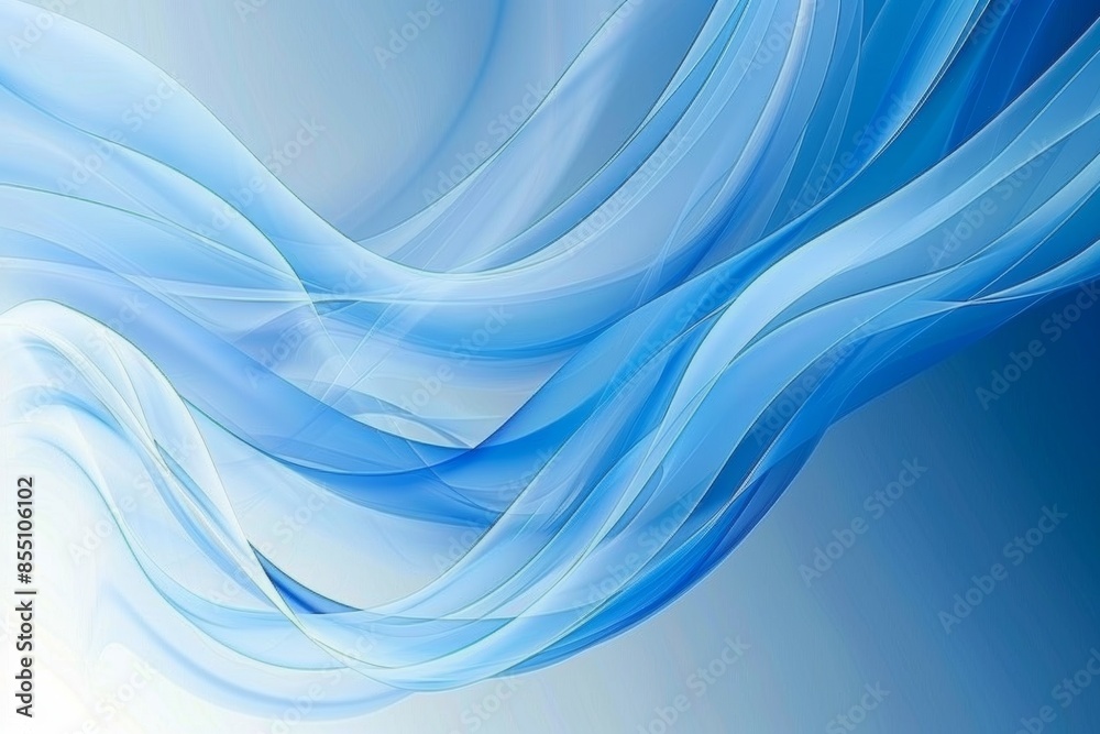 Obraz premium Blue abstract waves flowing smoothly across the image. Calm and serene concept.