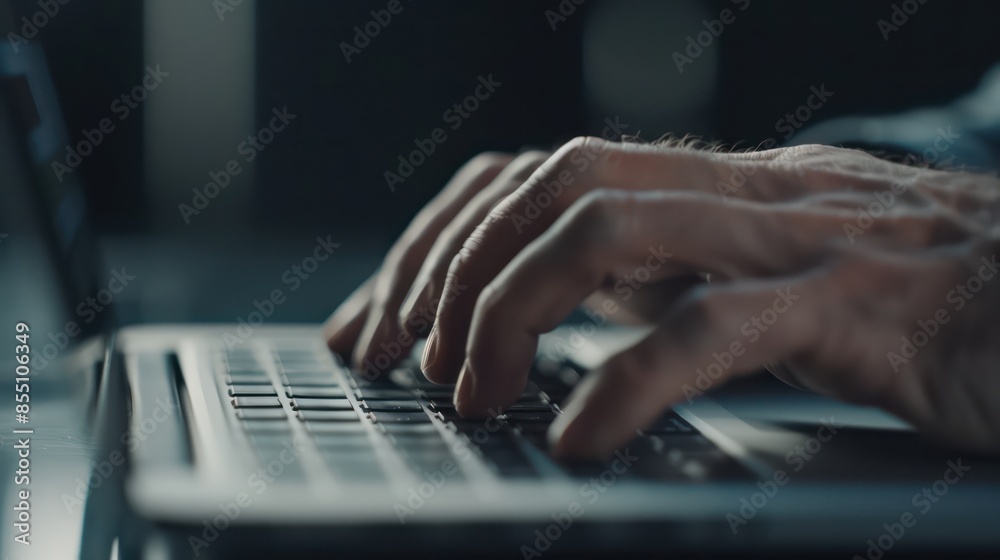 Close up of business woman hands working, typing on laptop computer keyboard, surfing the internet on office desk, online working, telecommuting, freelancer at work concept Close up of business woman hands working, typing on laptop computer keyboard, surfing the internet on office desk, online working, telecommuting, freelancer at work concept