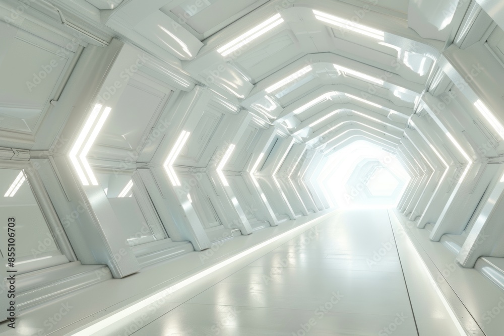 Futuristic corridor with bright lights and modern design Futuristic corridor with bright lights and modern design
