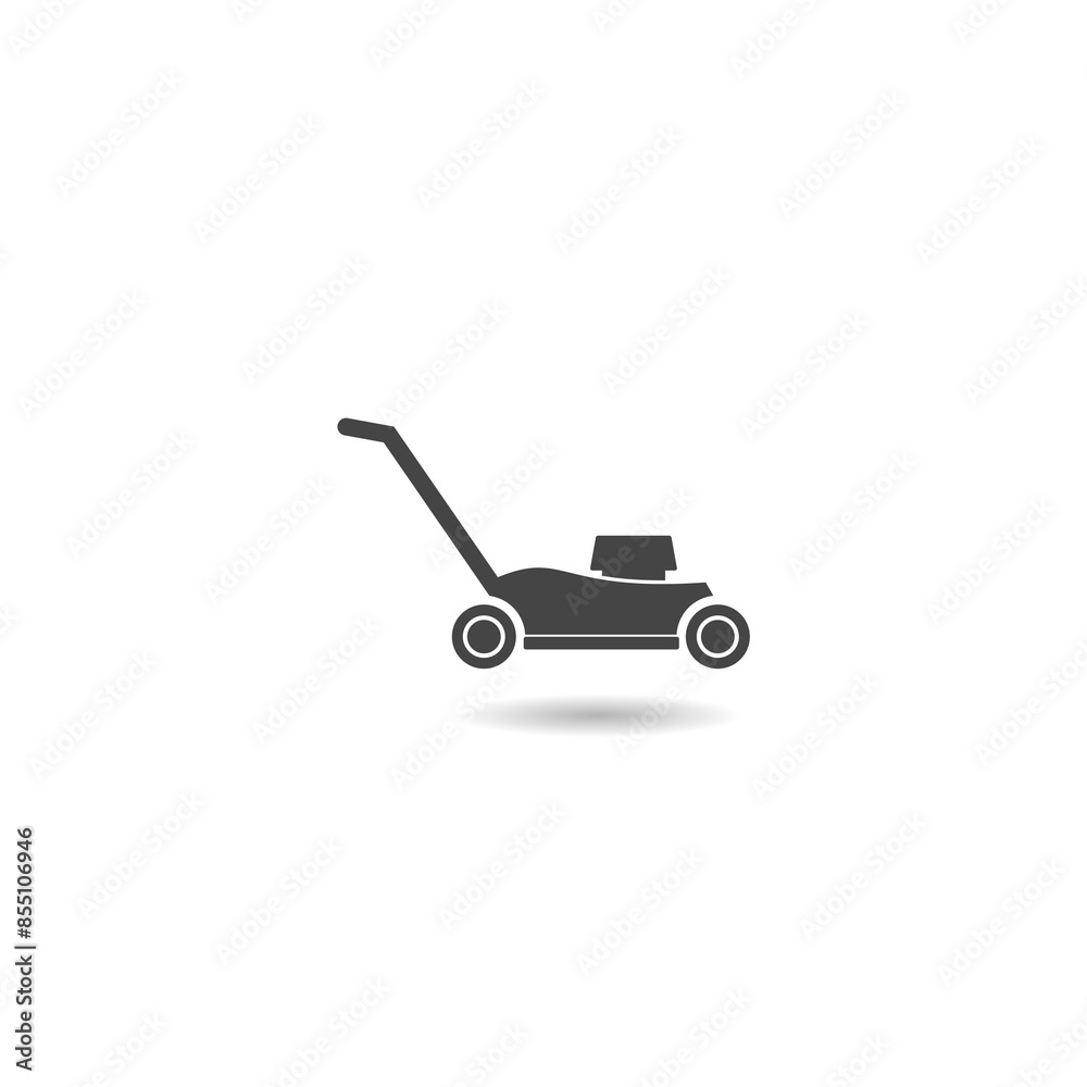 Lawn Mower Icon logo with shadow Lawn Mower Icon logo with shadow
