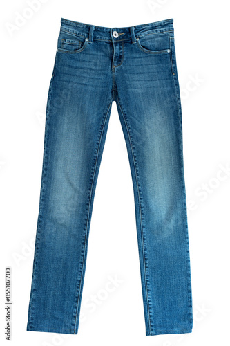 Blue jeans isolated on transparent background.