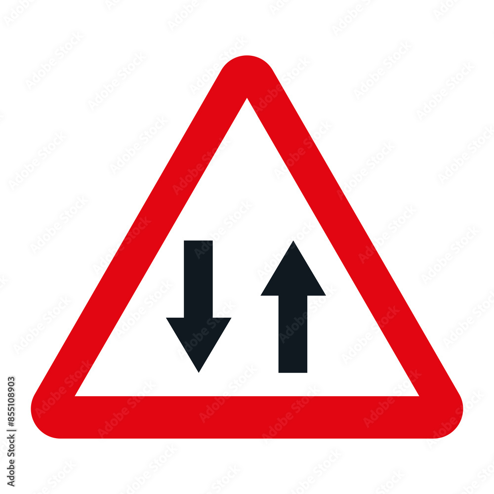 DANGER TRAFFIC SIGNS OF SPAIN, P-25 - Circulation in both directions DANGER TRAFFIC SIGNS OF SPAIN, P-25 - Circulation in both directions