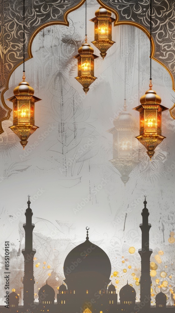 Islamic background for a mosque in gray, a background for Ramadan. Social media posts .Muslim Holy Month Ramadan Kareem .Ramadan Mubarak beautiful greeting card with generative ai Islamic background for a mosque in gray, a background for Ramadan. Social media posts .Muslim Holy Month Ramadan Kareem .Ramadan Mubarak beautiful greeting card with generative ai