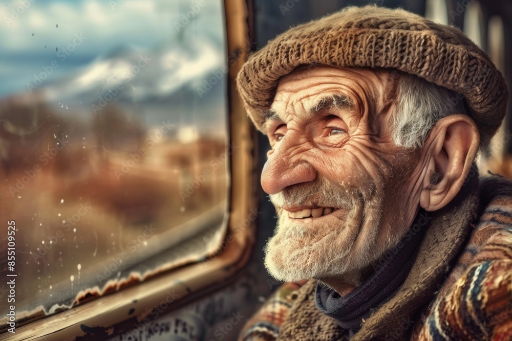 Elderly European man reflecting on memories by the window Elderly European man reflecting on memories by the window