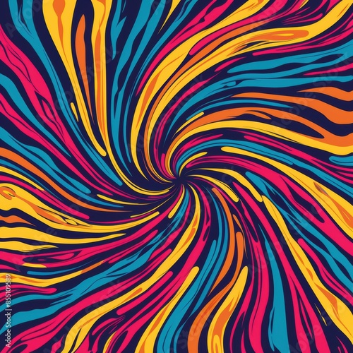 Dynamic and vibrant image featuring an abstract design with flowing waves of soft pastel colors, including yellow, green, blue, red, and orange, creating a visually captivating and harmonious pattern. © patungkead