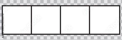 Photo booth images. Realistic blank photography template. Retro empty photo frame. Vector picture strips instant snapshot with black frame