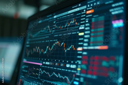 Wallpaper Mural Stock market data analysis on digital screen Torontodigital.ca