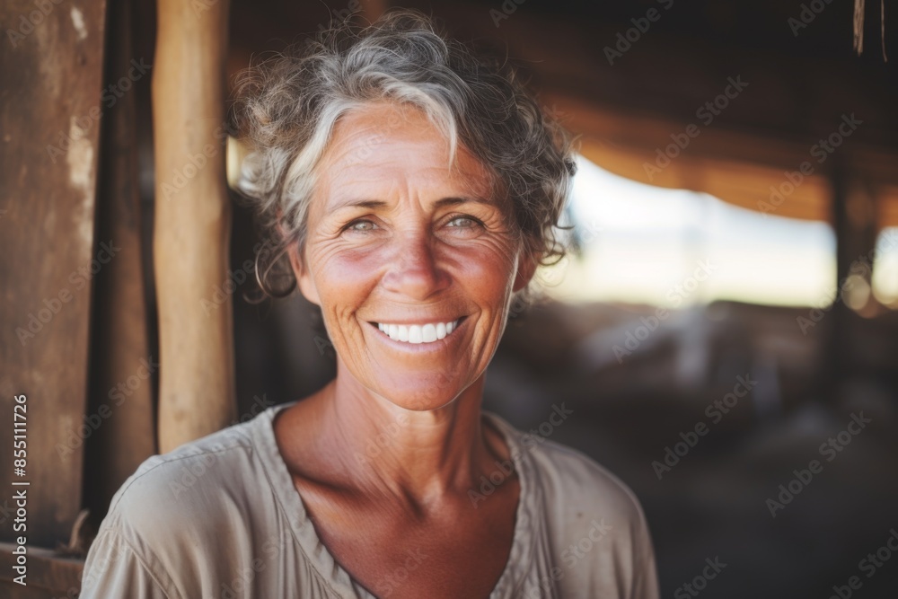 Portrait of a smiling middle aged female farmer Portrait of a smiling middle aged female farmer