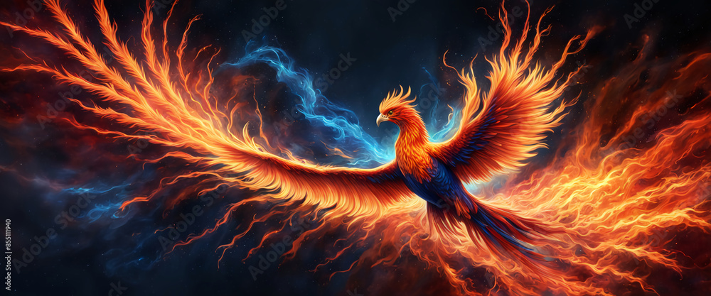 Phoenix bird fire fantasy firebird abstract magic 3D eagle animal ...