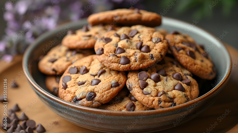 Stack of Homemade Chocolate Chip Cookies on a White Plate Stack of Homemade Chocolate Chip Cookies on a White Plate