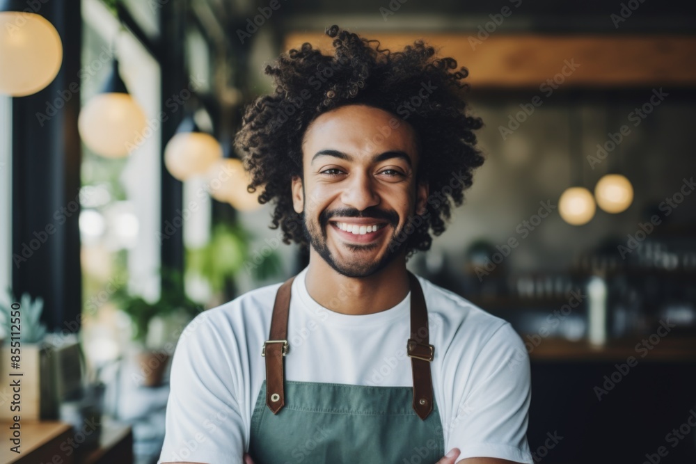 Portrait of a smiling African American male barista