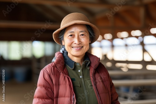 Smiling portrait of a middle aged Asian female farmer © CojanAI