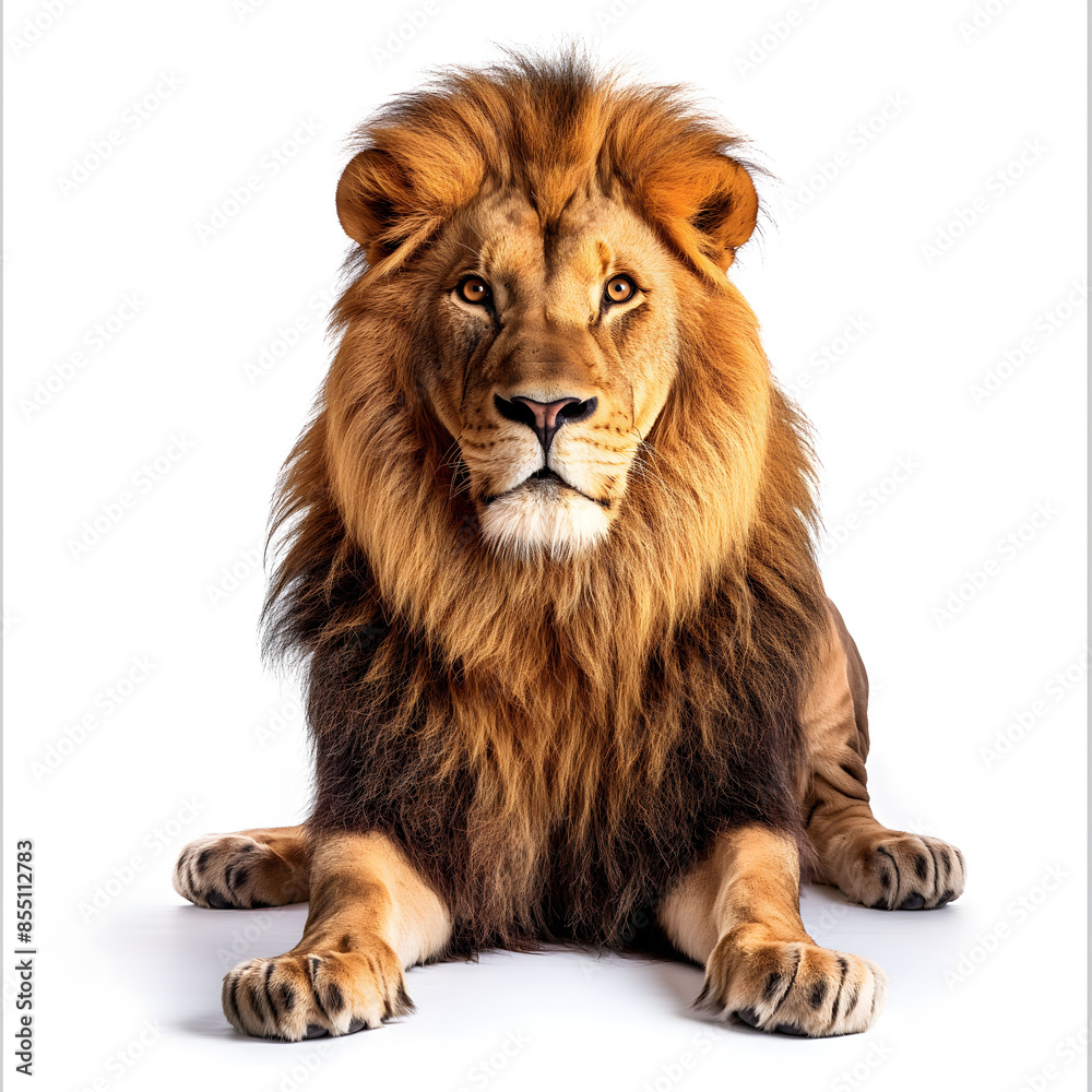 Majestic Lion Portrait with a White Background Majestic Lion Portrait with a White Background