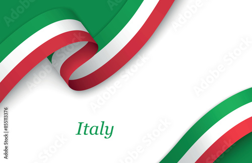 Ribbon with fllag of Italy on white background