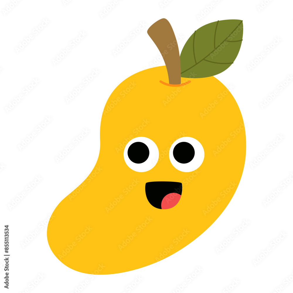 Obraz premium cute mango fruit cartoon style icon.