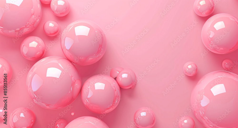 Abstract background with pink spheres, minimalistic 3D rendering of abstract shapes in pastel colors.