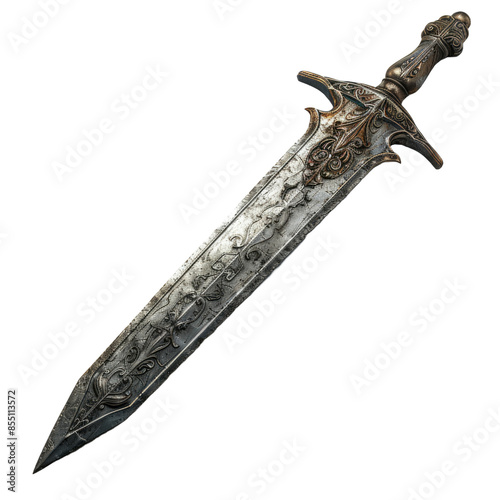 Old sword medieval weapon isolated on transparent background photo