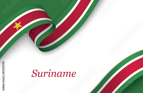 Free Download Ribbon with fllag of Suriname on white background - GFXLoad
