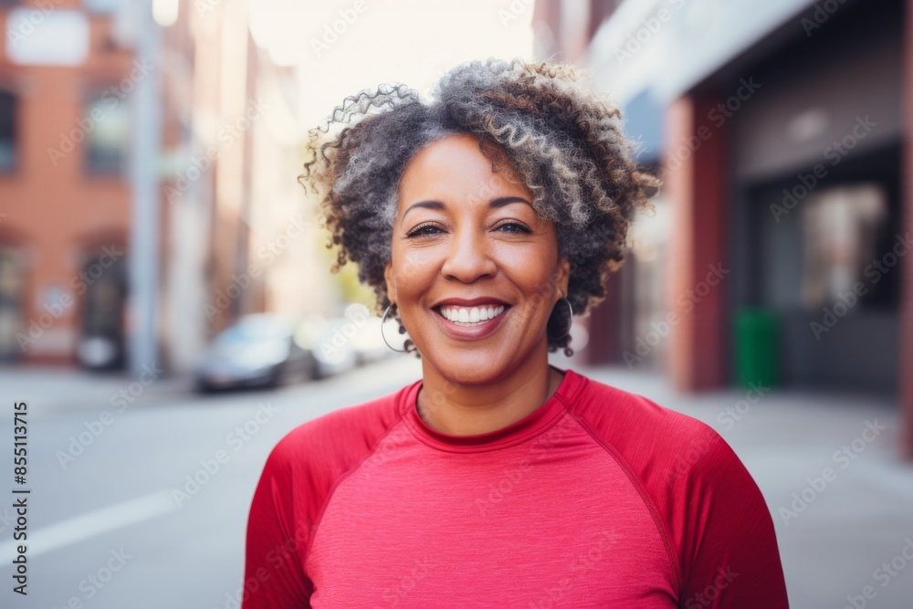 Portrait of a smiling middle aged body positive woman outside Portrait of a smiling middle aged body positive woman outside