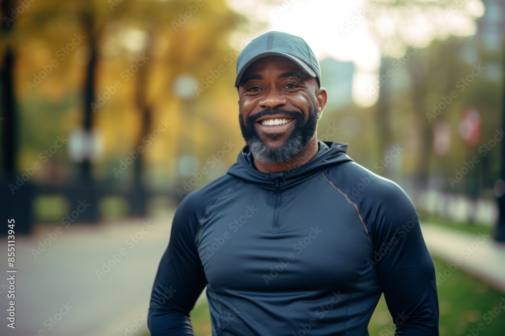 Portrait of a middle aged body positive African American man outside Portrait of a middle aged body positive African American man outside