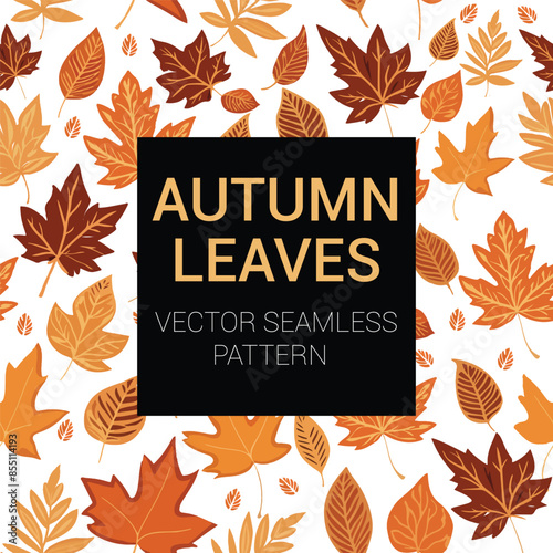 Vector seamless pattern of autumn leaves