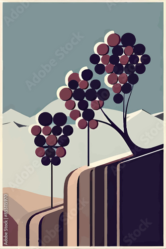 Explore the charm of European architecture and wine with this vibrant poster. Featuring iconic French vineyards, wine bottles, glasses, and a sommelier, perfect for celebrating wine festivals and prom