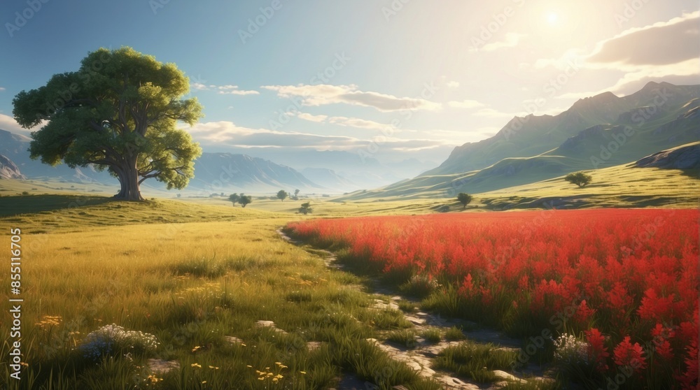 Obraz premium Game art beautiful mountains