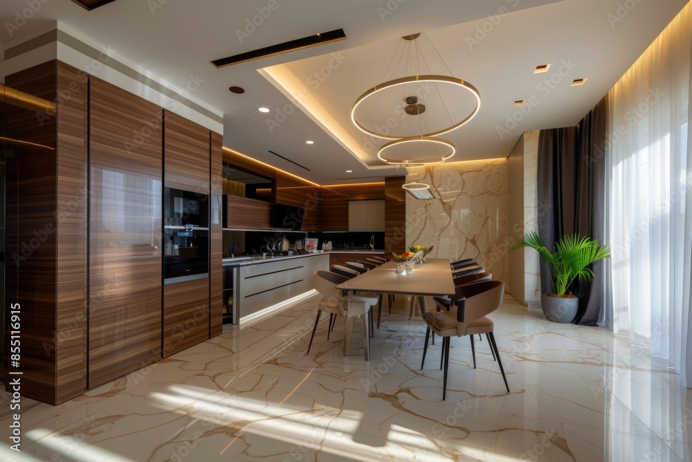 Fototapeta premium Interior of a large kitchen in a modern contemporary house