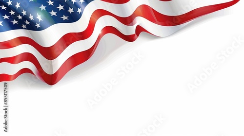 A high-quality illustration of the United States flag flying proudly, with a blank space below for personalized messages or branding elements. 